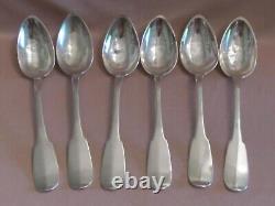 Lot of 6 old solid silver spoons with rooster and old man hallmarks 378 grams