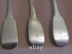 Lot of 6 old solid silver spoons with rooster and old man hallmarks 378 grams