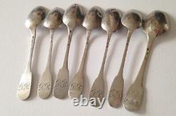 Lot of 7 small solid silver spoons from the 18th century, with old hallmarks, must be seen, 61.8g