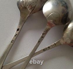 Lot of 7 small solid silver spoons from the 18th century, with old hallmarks, must be seen, 61.8g
