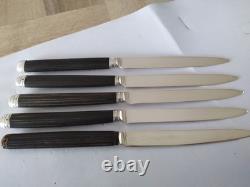 Lot of Antique 18th-Century Solid Silver and Ebony Knives