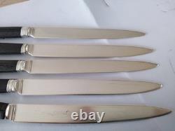 Lot of Antique 18th-Century Solid Silver and Ebony Knives