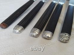 Lot of Antique 18th-Century Solid Silver and Ebony Knives