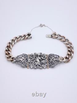 Louis BAUDET Antique Bracelet in Solid Silver and Vermeil, 19th Century	 <br/>  
