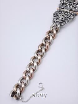 Louis BAUDET Antique Bracelet in Solid Silver and Vermeil, 19th Century
<br/>
  
 