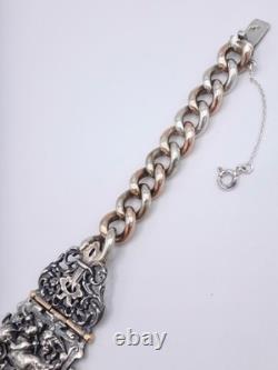 Louis BAUDET Antique Bracelet in Solid Silver and Vermeil, 19th Century
 <br/>
 