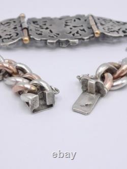 Louis BAUDET Antique Bracelet in Solid Silver and Vermeil, 19th Century  <br/>	 