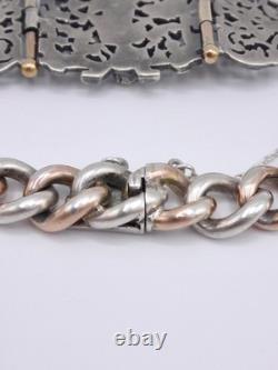 Louis BAUDET Antique Bracelet in Solid Silver and Vermeil, 19th Century
    <br/>	