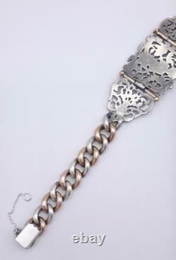 Louis BAUDET Antique Bracelet in Solid Silver and Vermeil, 19th Century	
	<br/>

 