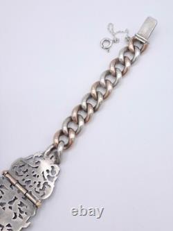 Louis BAUDET Antique Bracelet in Solid Silver and Vermeil, 19th Century <br/>

 	 