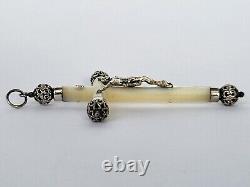 MAGNIFICENT old LARGE PECTORAL CROSS PENDANT in MOTHER-OF-PEARL and SOLID SILVER
