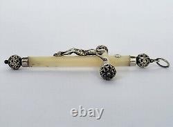MAGNIFICENT old LARGE PECTORAL CROSS PENDANT in MOTHER-OF-PEARL and SOLID SILVER
