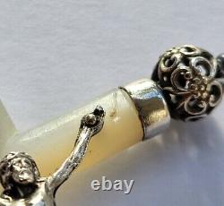 MAGNIFICENT old LARGE PECTORAL CROSS PENDANT in MOTHER-OF-PEARL and SOLID SILVER