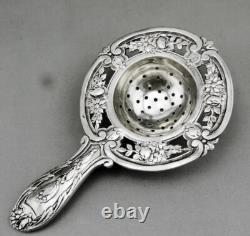 Magnificent ANTIQUE TEA STRAINER in STERLING SILVER Minerva 1st Title 19th Century