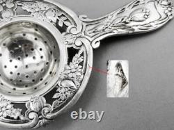 Magnificent ANTIQUE TEA STRAINER in STERLING SILVER Minerva 1st Title 19th Century