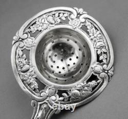 Magnificent ANTIQUE TEA STRAINER in STERLING SILVER Minerva 1st Title 19th Century
