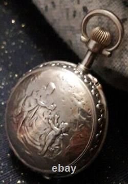 Magnificent Ancient Chatelaine Clavet Silver Massif + His Beautiful Watch Decors