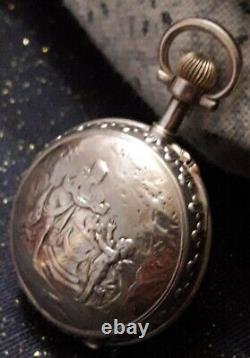 Magnificent Antique Solid Silver Chatelaine + its superbly decorated watch