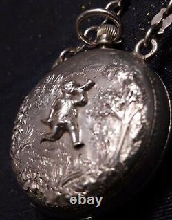 Magnificent Antique Solid Silver Chatelaine + its superbly decorated watch