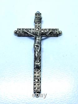 Magnificent Antique Solid Silver Crucifix, Early 20th Century