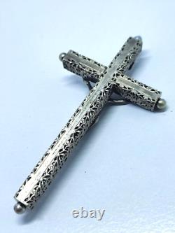 Magnificent Antique Solid Silver Crucifix, Early 20th Century