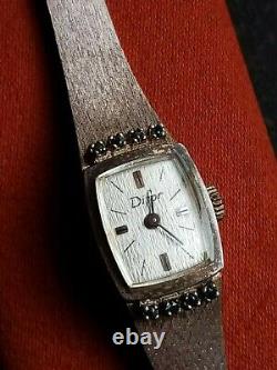 Magnificent Difor Old Women's Watch In Massive Silver. Sertie De Sapphires