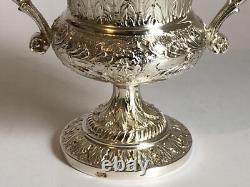 Magnificent RARE antique SUGAR BOWL in SOLID SILVER swan decoration Empire style