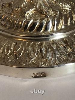 Magnificent RARE antique SUGAR BOWL in SOLID SILVER swan decoration Empire style