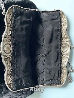 Magnificent Vintage Minaudière in Solid Silver and Brocade Silk