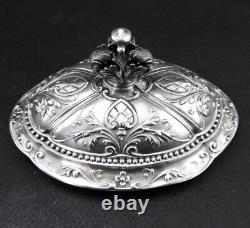 Magnificent antique solid silver sugar bowl with handles Minerva hallmark 19th century period