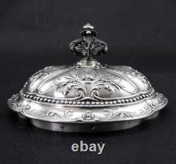 Magnificent antique solid silver sugar bowl with handles Minerva hallmark 19th century period