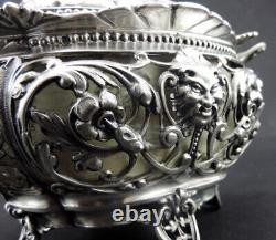 Magnificent antique solid silver sugar bowl with handles Minerva hallmark 19th century period