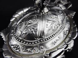 Magnificent antique solid silver sugar bowl with handles Minerva hallmark 19th century period