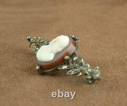 Magnifique Ancienne Broche In Argent, Perles And Camee In Agate XIX