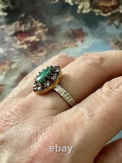 Marquise Emerald, Ruby, Topaz, Solid Silver Gilt, Beautiful Antique Ring