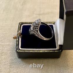 Marquise Sapphire, Silver Massif, Tres Belle Ancienne Ring