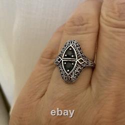 Marquise Sapphire, Silver Massif, Tres Belle Ancienne Ring