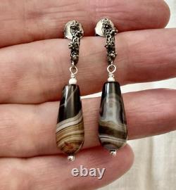 Massive Silver Agate, Sculpted, Creator of Antique Earrings