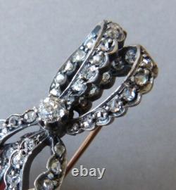 Massive gold brooch + silver + diamond Antique jewelry gold diamond brooch 19th century