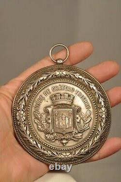 Medaille Silver Massif Decoration Former Firefighters Chateau Thierry Fireman Medal