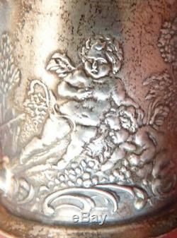 Miniature Watering Can Old Silver Statuette Silver Cherub Angel