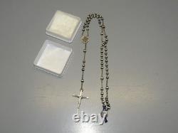 -NEW ANCIENT SILVER ROSARY with crab hallmark & silversmith RELIGION CHRIST