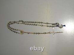 -NEW ANCIENT SILVER ROSARY with crab hallmark & silversmith RELIGION CHRIST