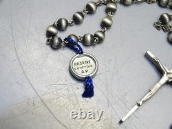 -NEW ANCIENT SILVER ROSARY with crab hallmark & silversmith RELIGION CHRIST
