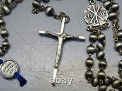 -NEW ANCIENT SILVER ROSARY with crab hallmark & silversmith RELIGION CHRIST