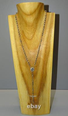 -NEW ANCIENT SILVER ROSARY with crab hallmark & silversmith RELIGION CHRIST