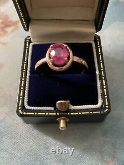 Natural Beautiful Ruby, Rose Gold, Solid Silver, Antique Solitaire Ring, Art Deco