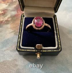 Natural Beautiful Ruby, Rose Gold, Solid Silver, Antique Solitaire Ring, Art Deco