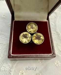 Natural Citrine, Sterling Silver, Large Antique Ring, Unique Design