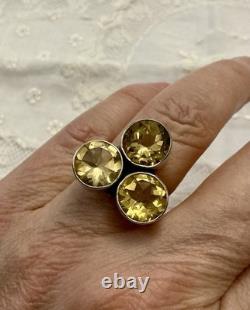 Natural Citrine, Sterling Silver, Large Antique Ring, Unique Design